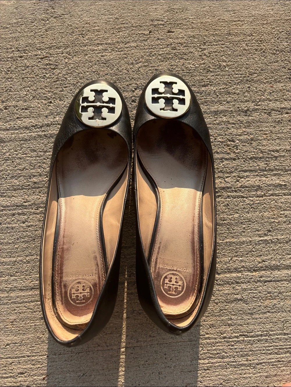 Tory Burch Black Leather Block Heel Pumps